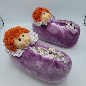 Cabbage Patch Kids Vintage 1984 Purple Doll Head Redhead Slippers Size 7-8